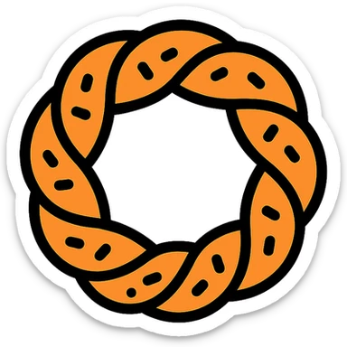 a simit, the Turkish sesame bagel, minimal flat icon style, simple and clean lineal color icon with black outlines sticker