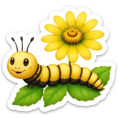 
caterpillar on flower sticker