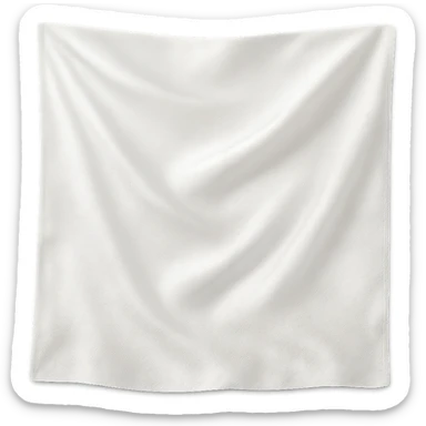 a white silk square, gently draped, subtle highlights, on a transparent background sticker