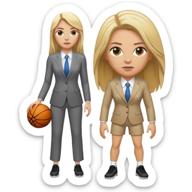 Full Body white female basketball head coach with long blonde hair in a suite sticker