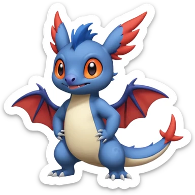 Cute adorable Stitch-Salandit-Noibat-Zangoose-fusion, full body sticker