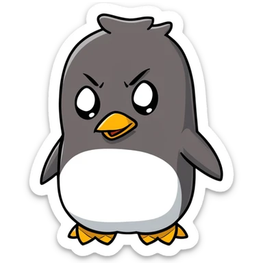 angry penguin cartoonish sticker sticker