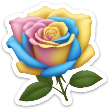 pink yellow and blue rose sticker