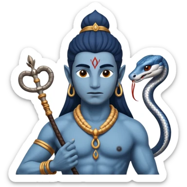 Mahadev real god  shiv not like cartoon  blue body and trishul and and had damru and nack around sanke  sticker