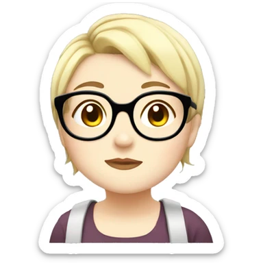 Chubby anime girl with glasses and short blonde hair sticker