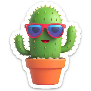 cheerful cactus with sunglasses sticker