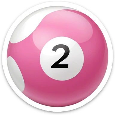 pink billiard ball with the number 23 inside a white circle sticker