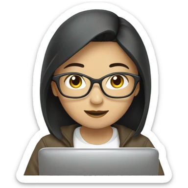 An Asian Programmer Girl coding on her hp laptop sticker