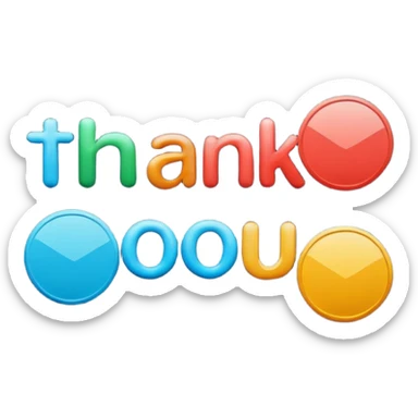 Discord custom emoji, 1:1.
Pop rounded font text "Thank You".
Single color, flat design.
Only simple circles around it.
No hearts, no stars, no sparkles.
High contrast, readable at small size.
 sticker