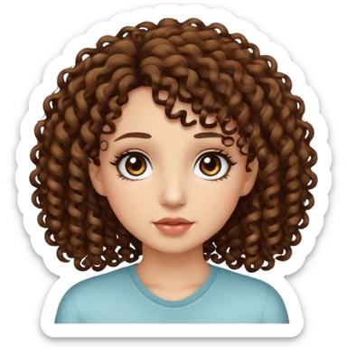 curly hair dark brown eyes and long lashes with and light  skin sticker