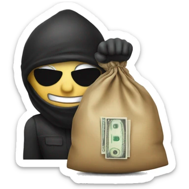 Robber emoji with bag of cash sticker