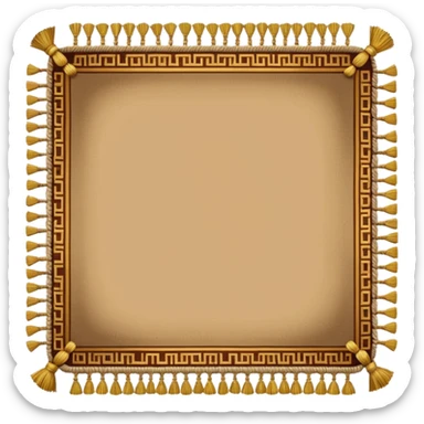 A long rectangular brown floor carpet with gold tassels at the ends  sticker