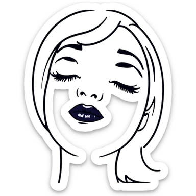 Shiny black lipstick on full lips, fashionable and bold sticker