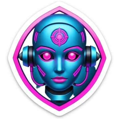 neon cyberpunk-themed icon representing artistic talent sticker