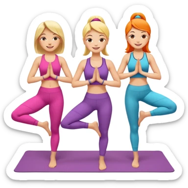 Three lady friends doing yoga in colorful outfits sticker