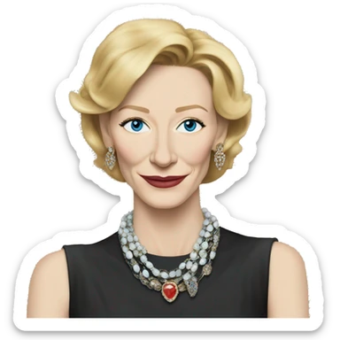 carol aird (cate blanchett, blue eyes)  with jewelry and cigarettes sticker