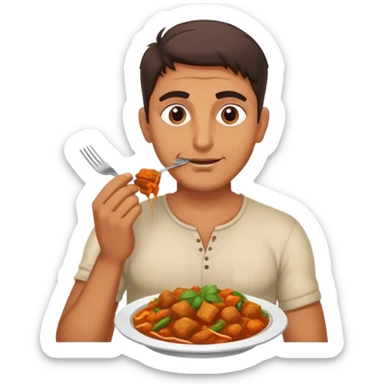 italian man eating indian food sticker