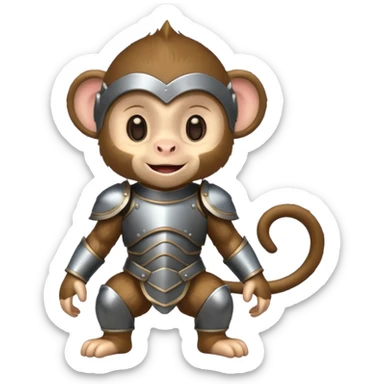 baby monkey in armor, full body, smile sticker
