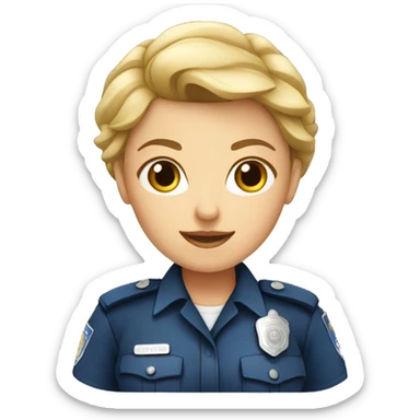 caucasian female police officer blue shirt sticker