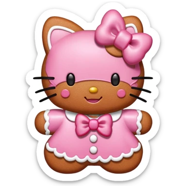 pink gingerbread hello kitty sticker