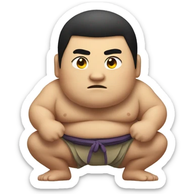 Sumo wrestler squatting sticker