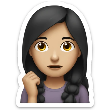 a tired and sleepy dark haired girl sticker