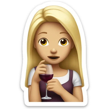 Crying blonde girl with wine glass sticker