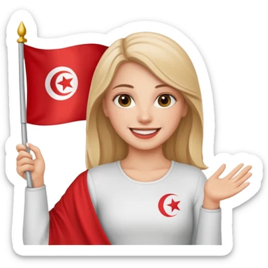a white  girl holding tunisia flag sticker