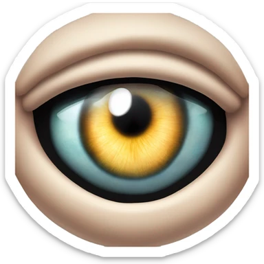 closeup of the eye of soos from gravity falls with a fisheye lens sticker