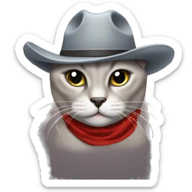 Fat grey Siamese cat cowboy hat sticker