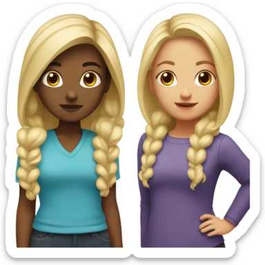 2 sisters. First with blond hairs. Second with black hair  sticker