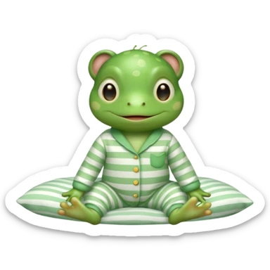 cute baby frog on bed pijama sticker