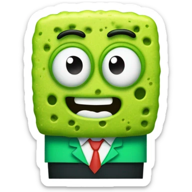 Bob esponja en color verde  sticker