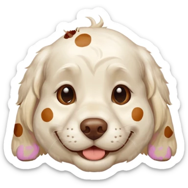 blond chłopak z clumber spanielem, który ma brązowe plamki na oczach sticker