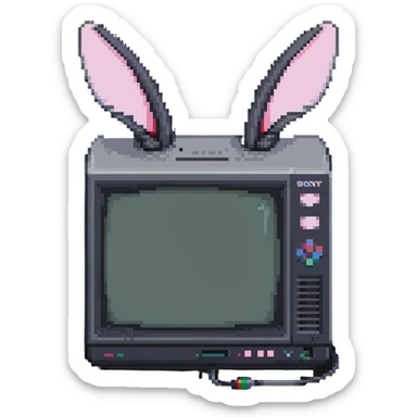 1980s Sony CRT TV with rabbit ears antenna sticker