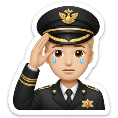 a combination of these two emojis: 🫡🥲 sticker