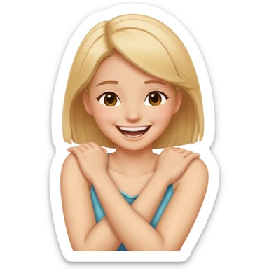 a girl putting arm around her neck and laughing  sticker