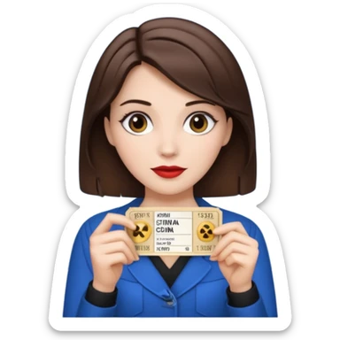 a women White and brunette and her cinéma ticket  sticker