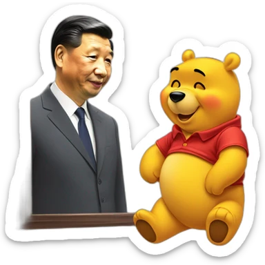 xi jinping looking into a mirror reflection of winnie the pooh sticker