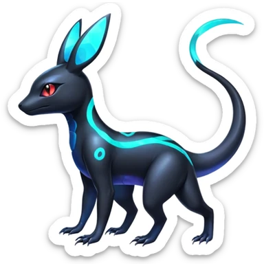 Colorful Neon Exotic Salandit-Aurorus-Umbreon-Fakémon-hybrid-creature (full body)  sticker