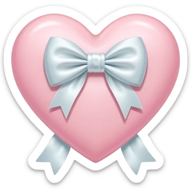 Pastel pink heart with white bow sticker