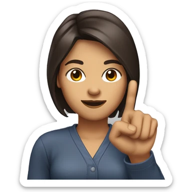 The woman dark brown hair is pointing up with their hand with index finger raised. sticker