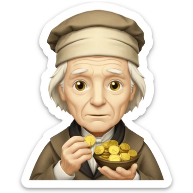 Scrooge holding money sticker