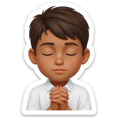 amen praying hands eyes closed mixed brown boy sticker