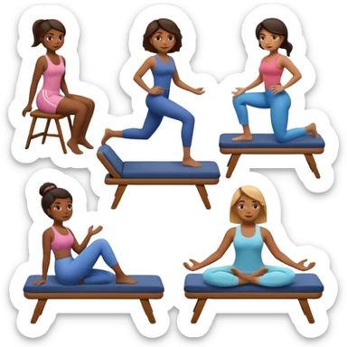 craeate me a series of emojis for those excersises:

Nose
Sit
Lay down
Spin
Focus
Drop
Walk next to me sticker
