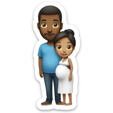 A pregnant woman with her husband  sticker