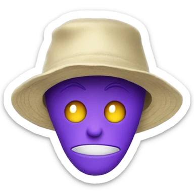 purple pointy chin alien head wearing bucket hat sticker