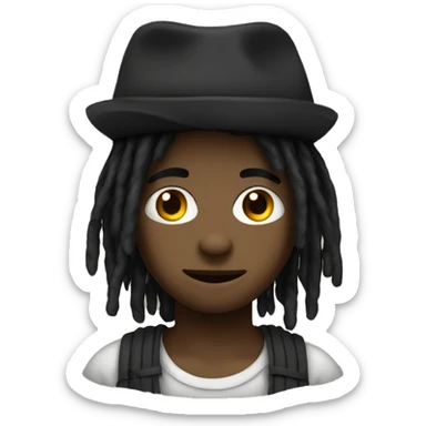 boy in a hat solo black dreadlocks sticker
