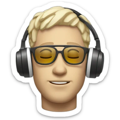 White Man relaxing listening to music sticker