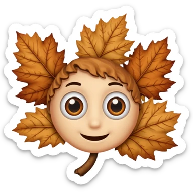comic dryleaf with eyes and a smile in brown sticker